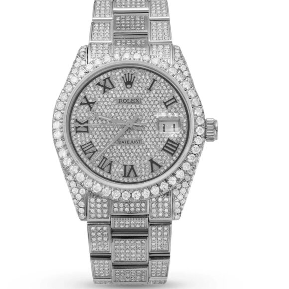 Diamond 41mm Rolex Datejust Watch with Diamond Bezel 25 ct - Picture 1 of 6